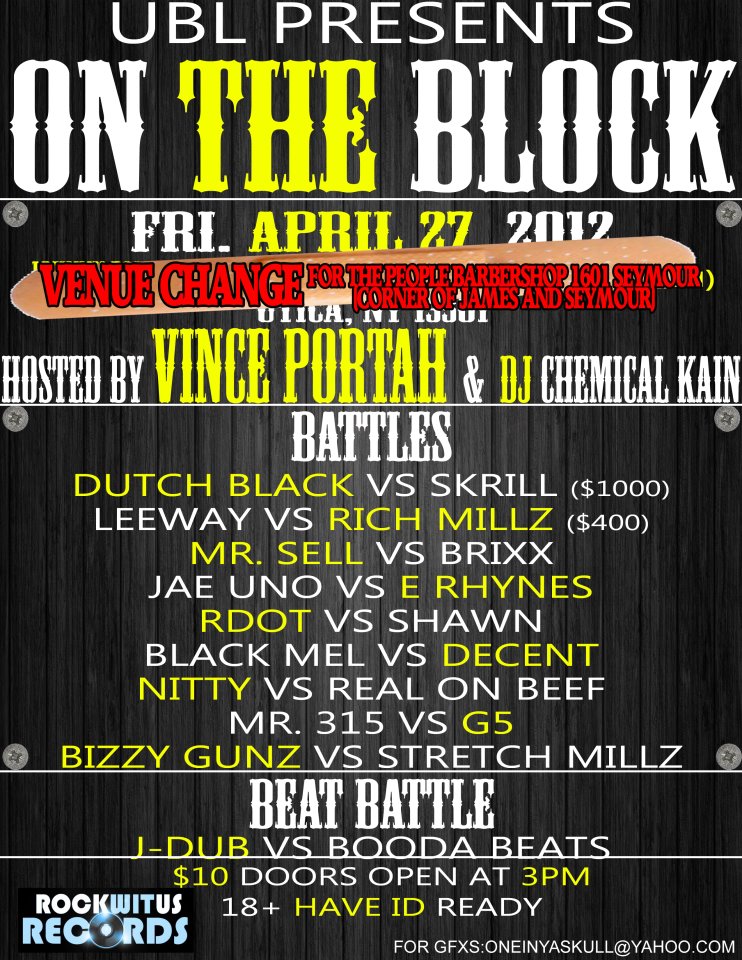On the Block Upstate Battle League Battle Rap Event VerseTracker