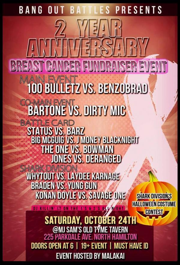 Bang Out Battles - 2 Year Anniversary - Breast Cancer Fundraiser