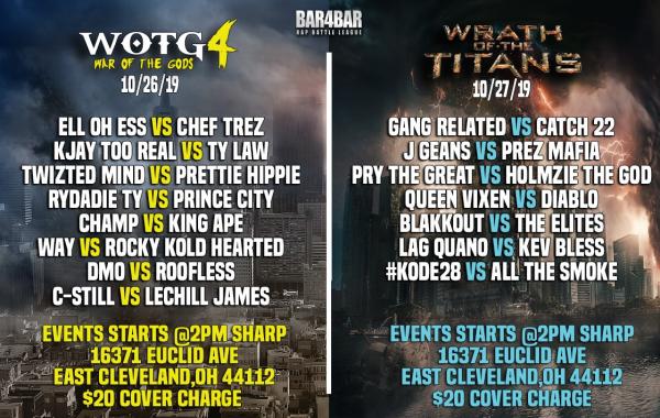 Bar4Bar Rap Battle League - War of the Gods 4 & Wrath of the Titans