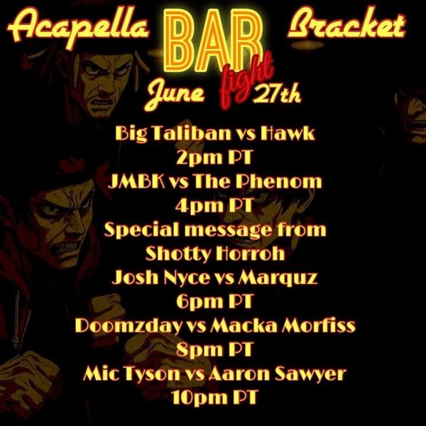 BattleRapFightNight - Bar Fight:; Acapella Bracket