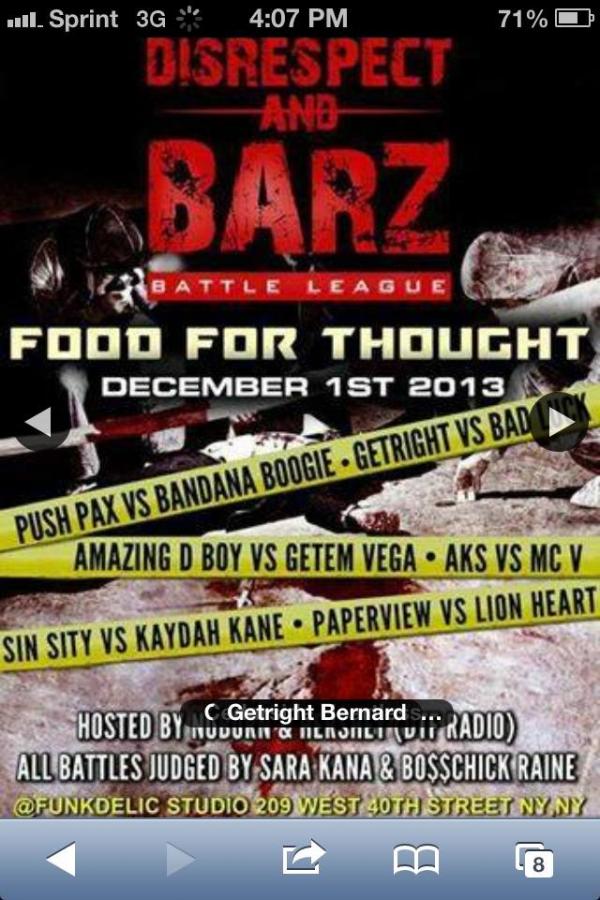 Disrespect and Barz Battle League - Food For Thought