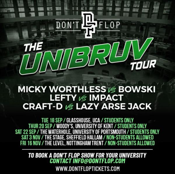 Don't Flop Entertainment - The Unibruv Tour: University of Kent
