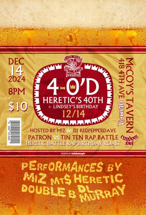 For MCs By MCs - 4-0'd: Heretic's 40th Birthday