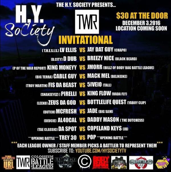 H.Y. SoCiety Battle League - The War Report Invitational
