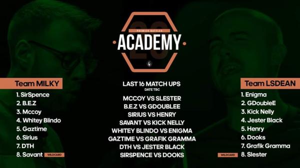 Premier Battles - The Academy 20: Last 16 Match Ups