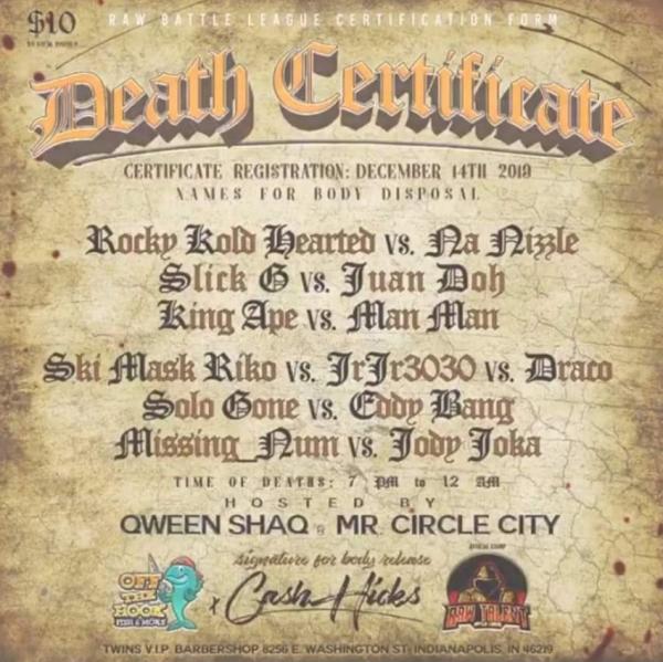 Raw Talent Battle League - Death Certificate