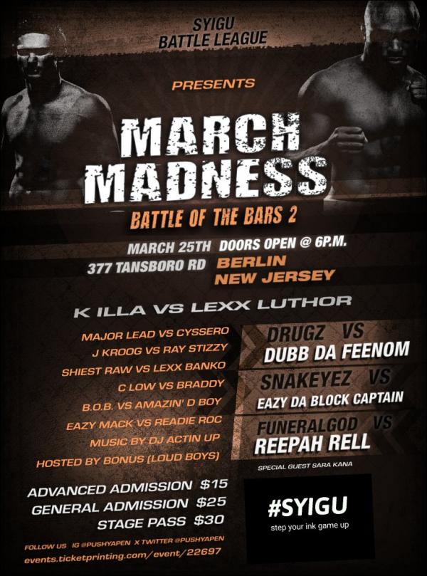 Step Your Ink Game Up Battle League - March Madness: Battle of the Bars 2