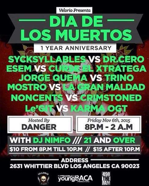 Velorio Liga De Batallas - Dia De Los Muertos - 1 Year Anniversary