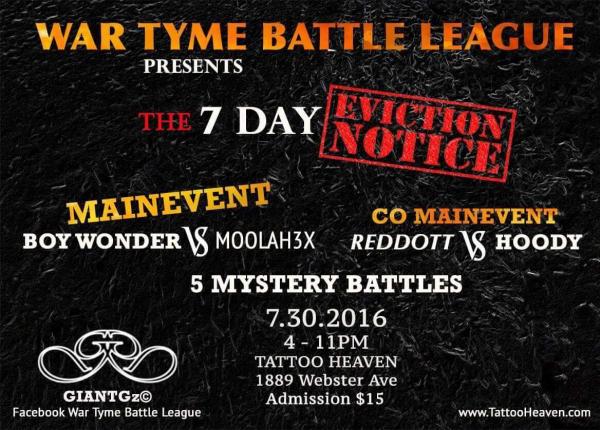 War Tyme Battle League - The 7 Day Evicition Notice